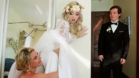 The Groom Catches The Wifey Scissoring A Lady/nymph