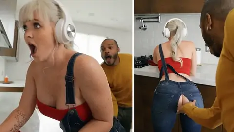 Bbc Is Porking Curvaceous Platinum-ash-platinum-blonde Mega-slut In The Kitchen